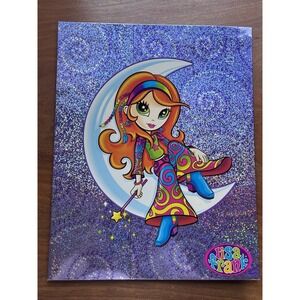 Vintage Lisa Frank Folder Y2K Hippie Moon Girl 3 Hole Unpunched 2001